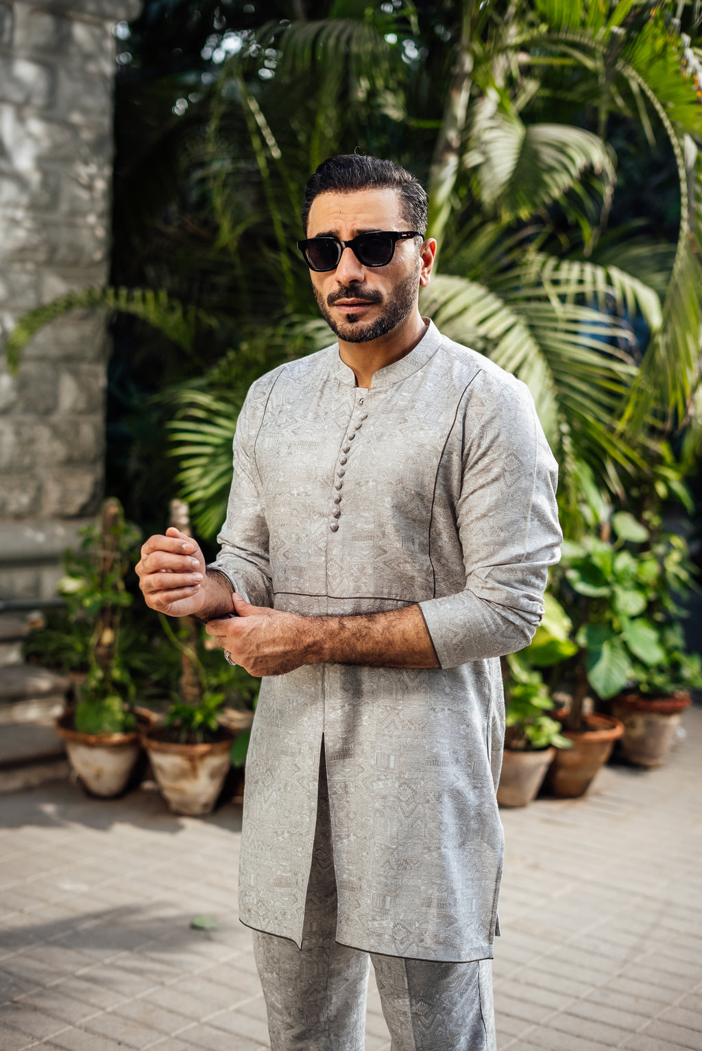 -XARTAJ- GREY KURTA PAJAMA Humayunalamgir