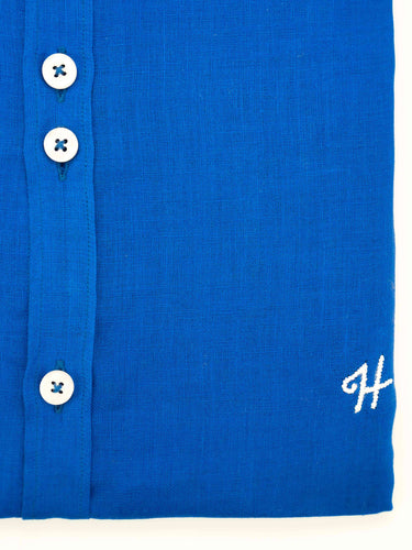 ROYAL BLUE LINEN SHIRT Humayunalamgir
