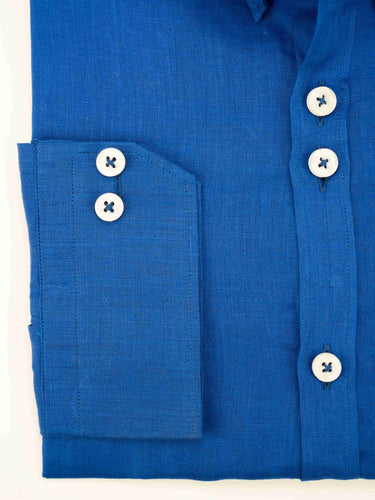 ROYAL BLUE LINEN SHIRT Humayunalamgir