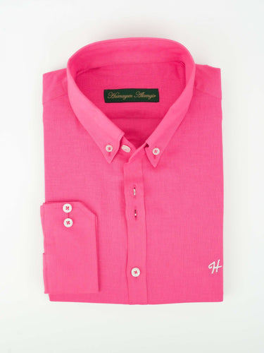 BABY PINK LINEN SHIRT Humayunalamgir