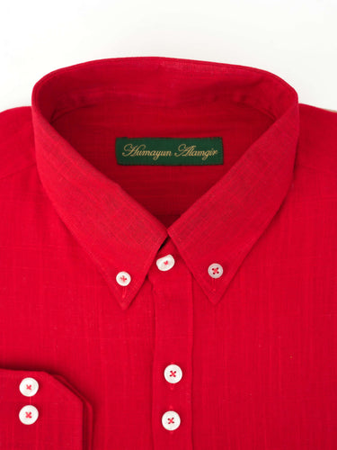 RED LINEN SHIRT Humayunalamgir