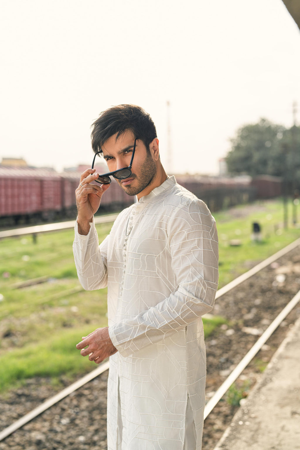 "DAMASK" WHITE KURTA PAJAMA Humayun Alamgir