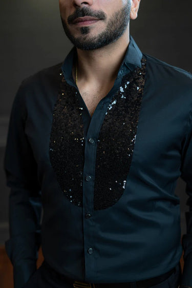 BLACK STRETCHABLE COTTON TUXEDO Humayunalamgir