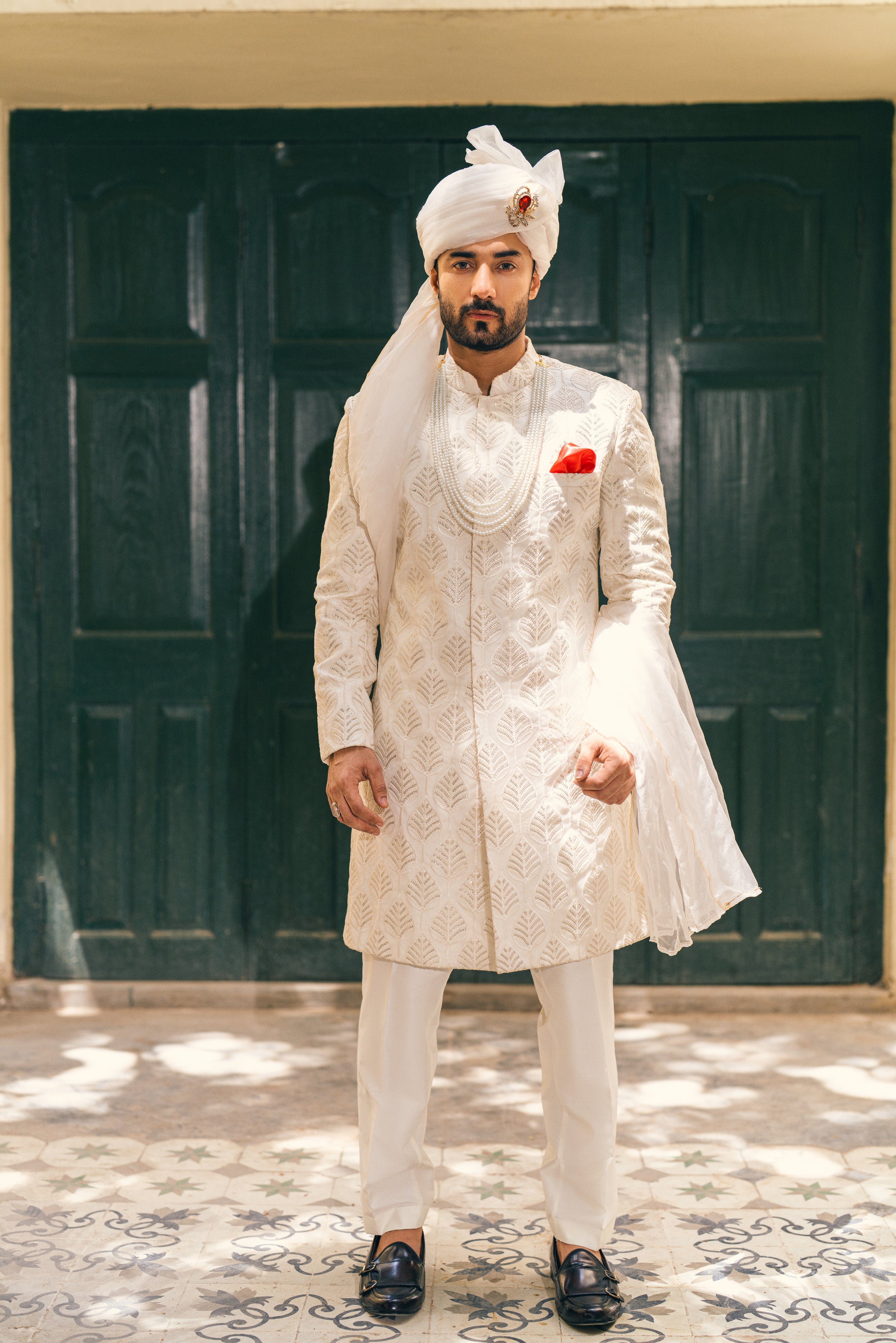 White Sequence Embroided sherwani humyaunalamgir S