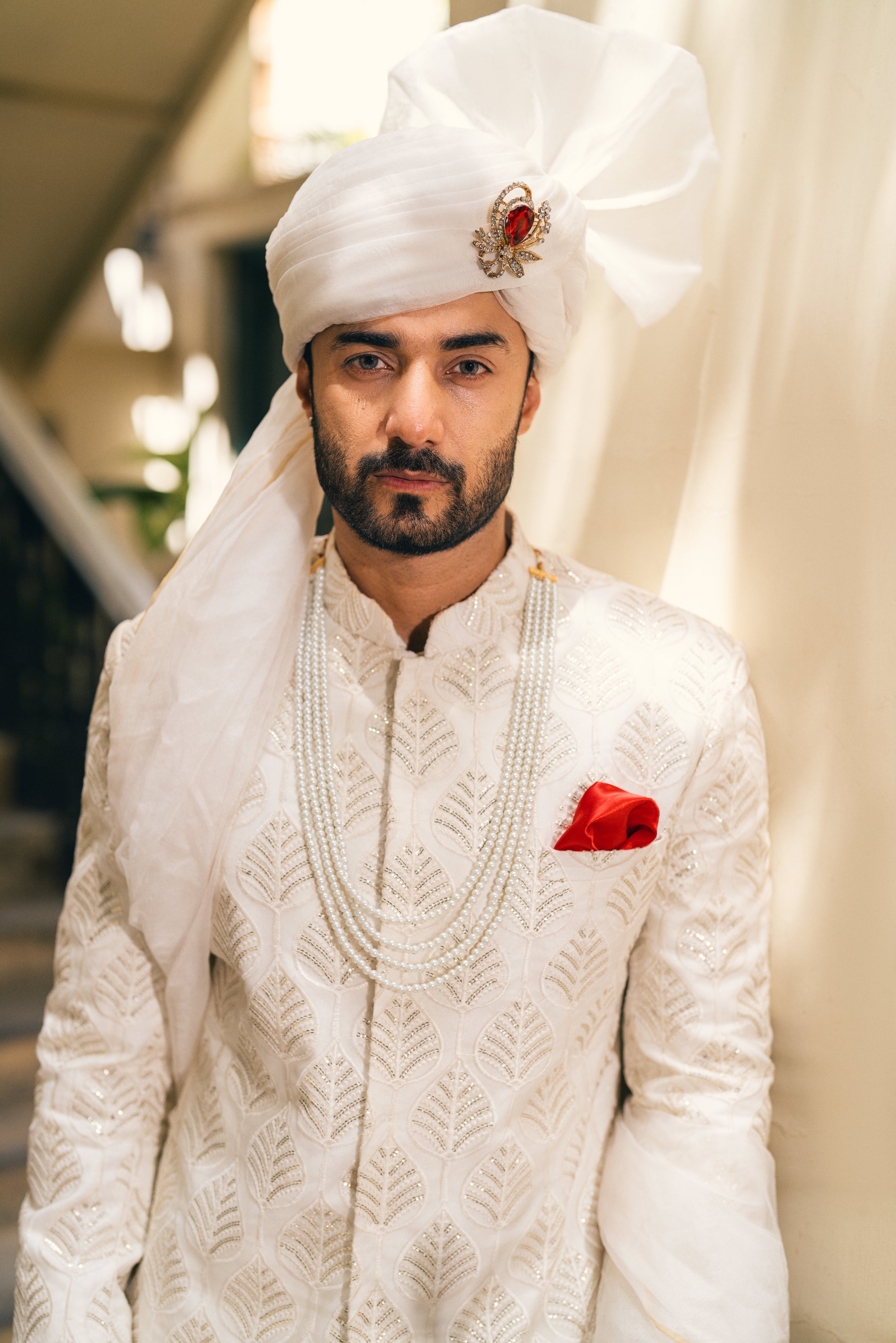 White Sequence Embroided sherwani humyaunalamgir