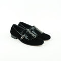Black Velvet Shoes with Frill Semi Formal Humayun Alamgir
