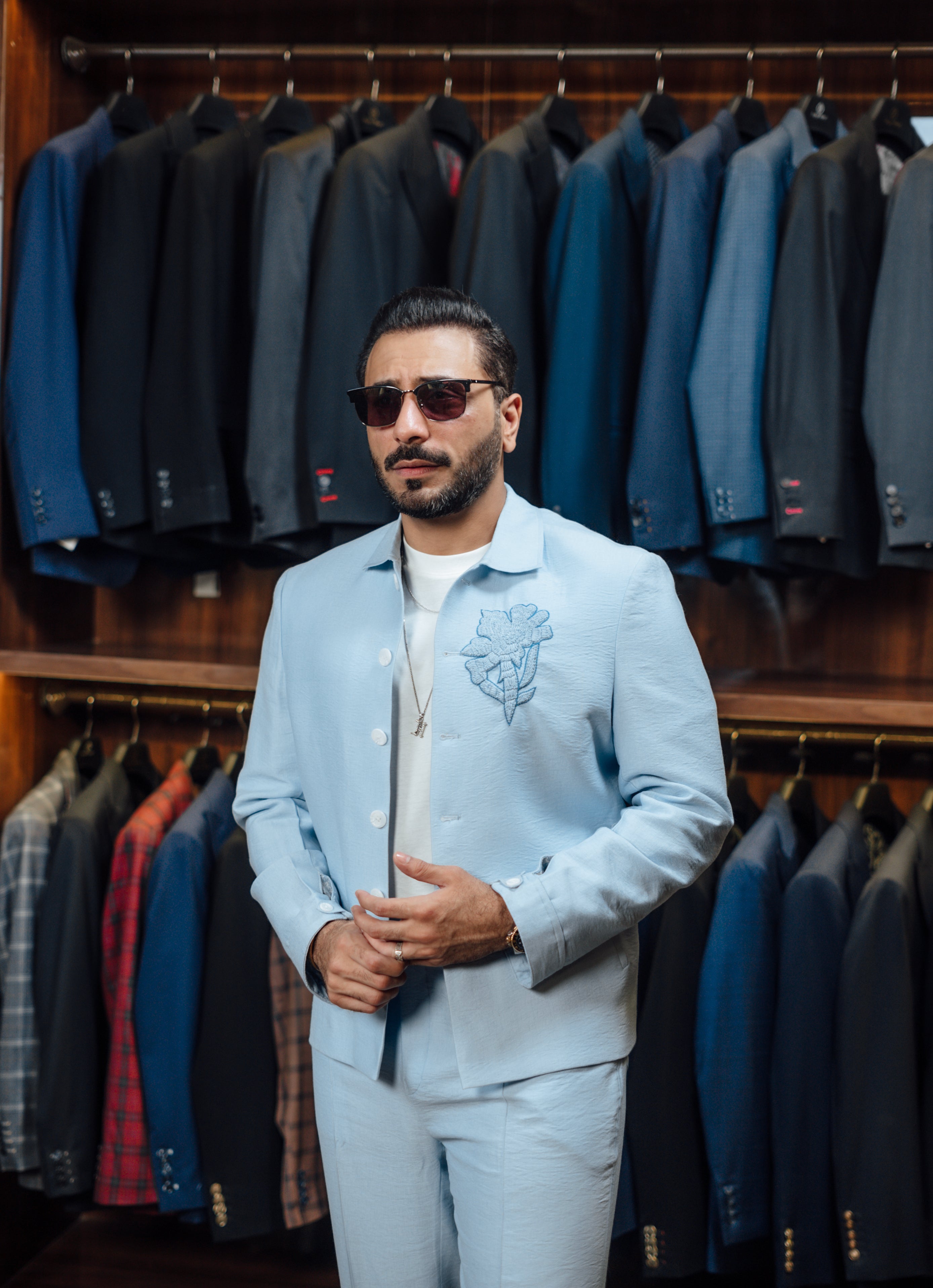 LIGHT BLUE EMBROIDERED CO-RD SET Casual Humayun Alamgir