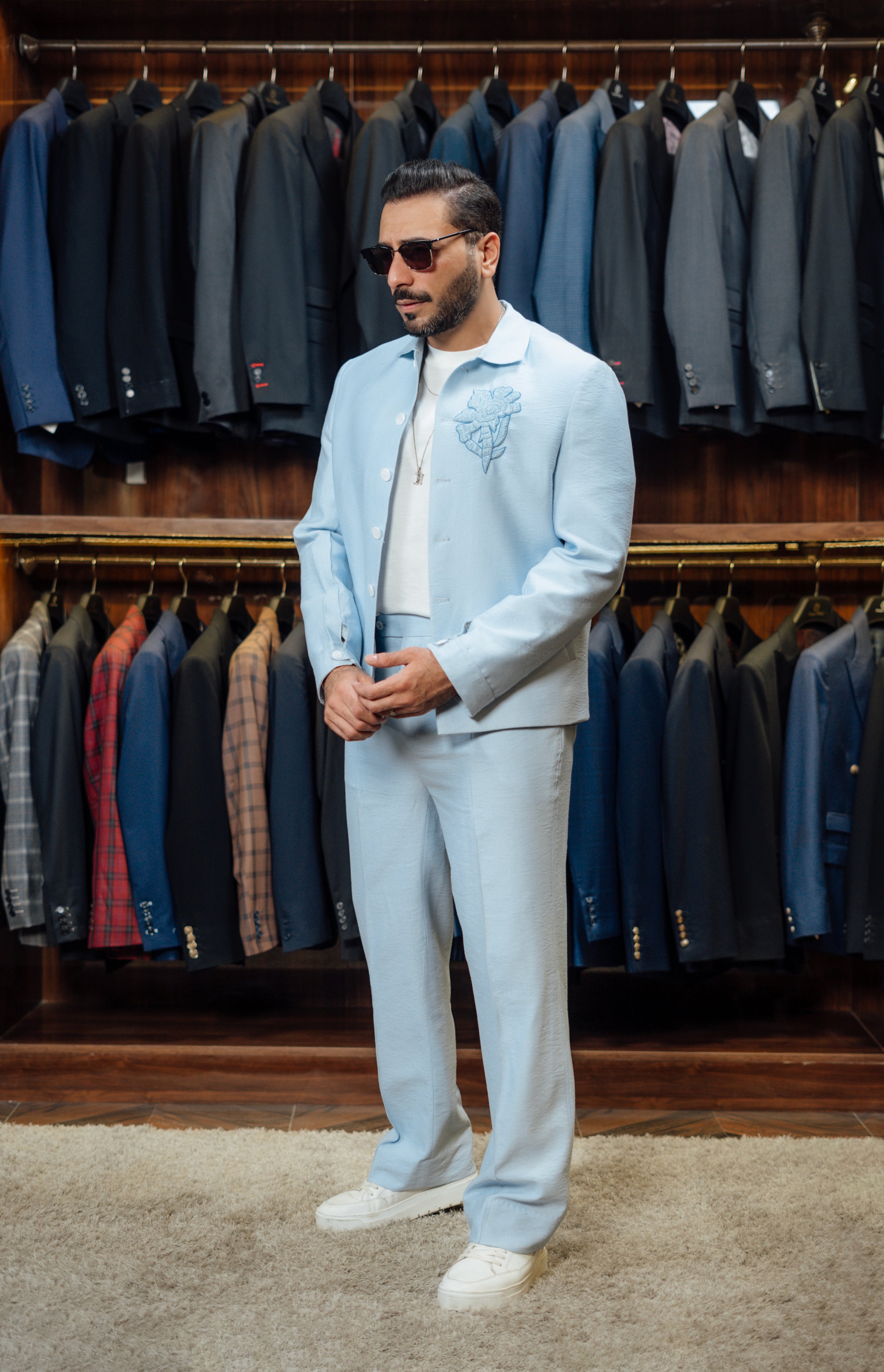 LIGHT BLUE EMBROIDERED CO-RD SET Casual Humayun Alamgir