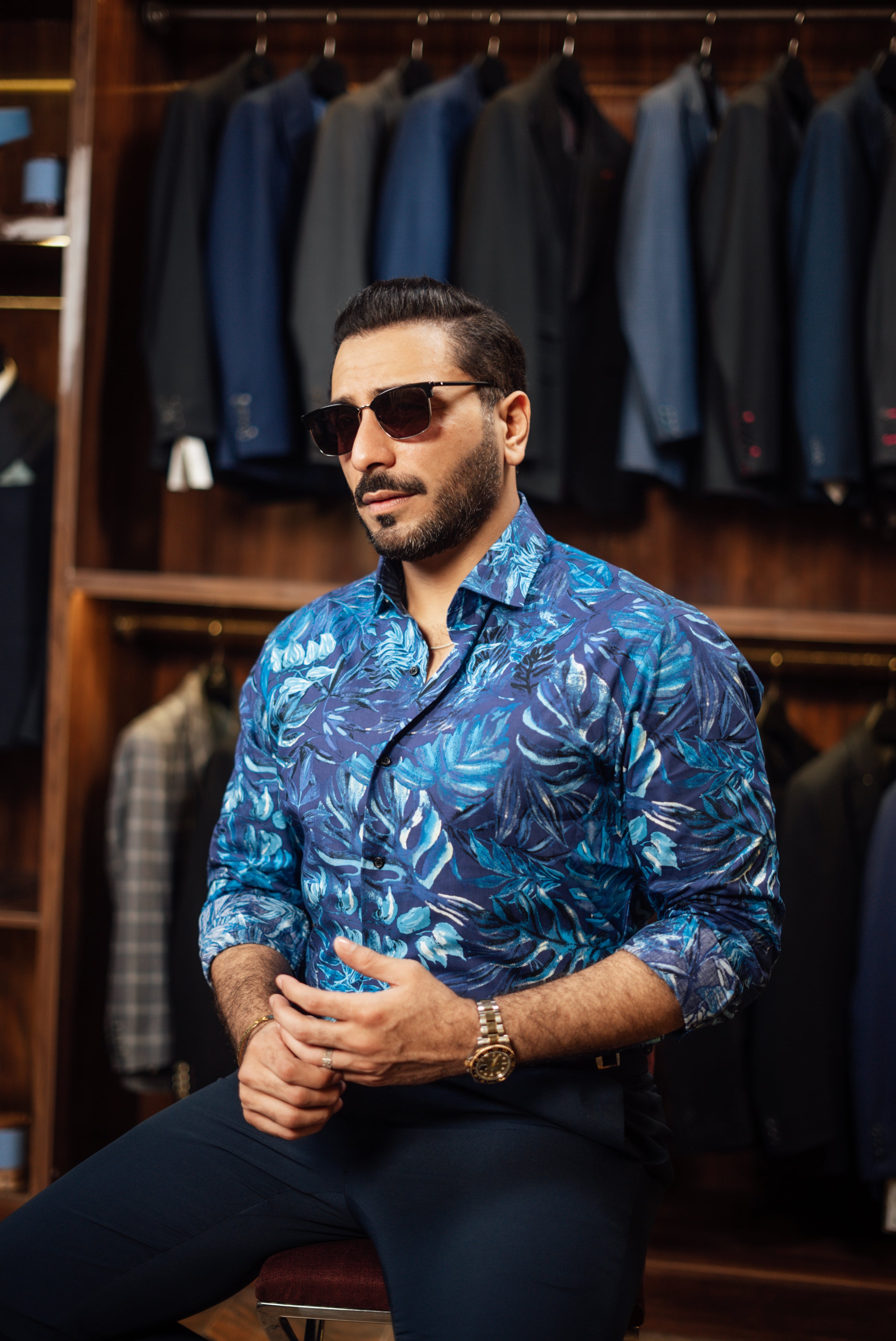 MIDNIGHT TROPIC LINEN FLORAL SHIRT Humayunalamgir