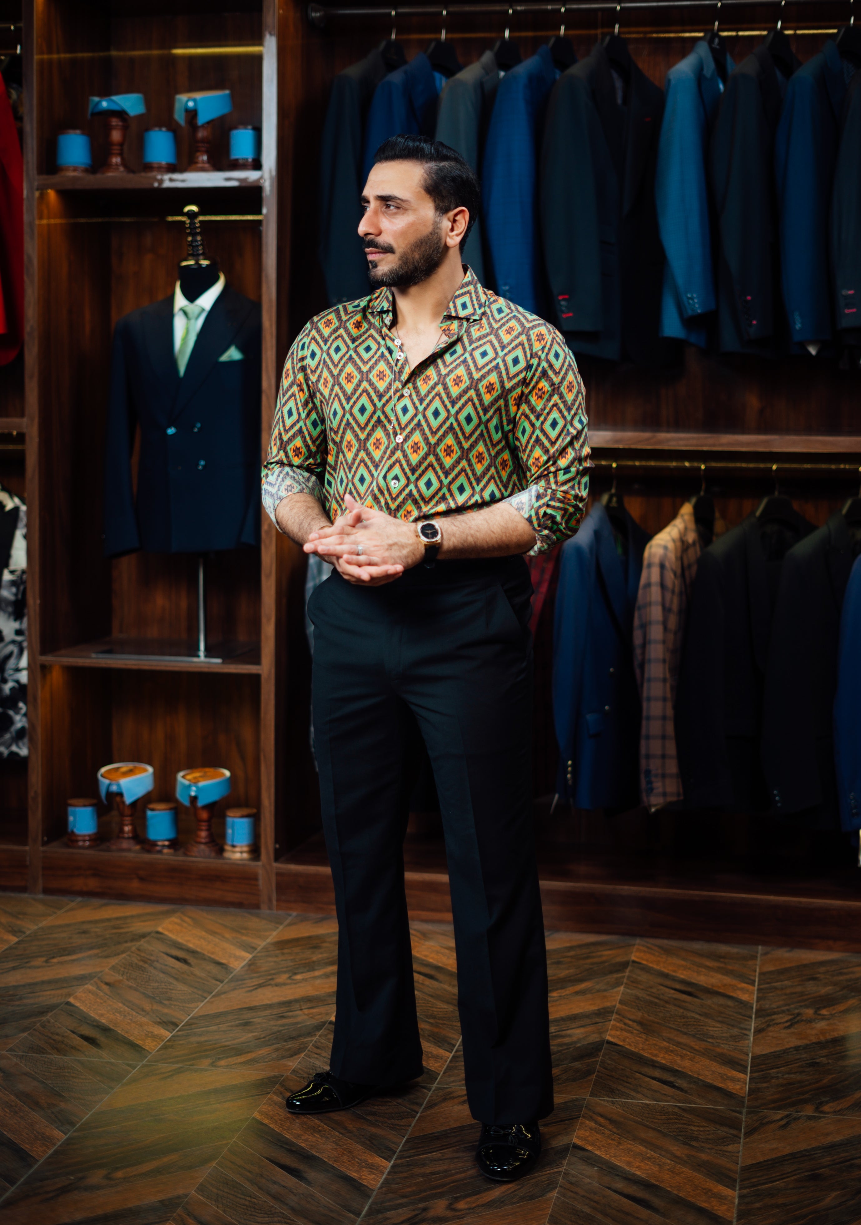 ETHNIC GEOMATRIC LINEN FLORAL SHIRT Humayunalamgir