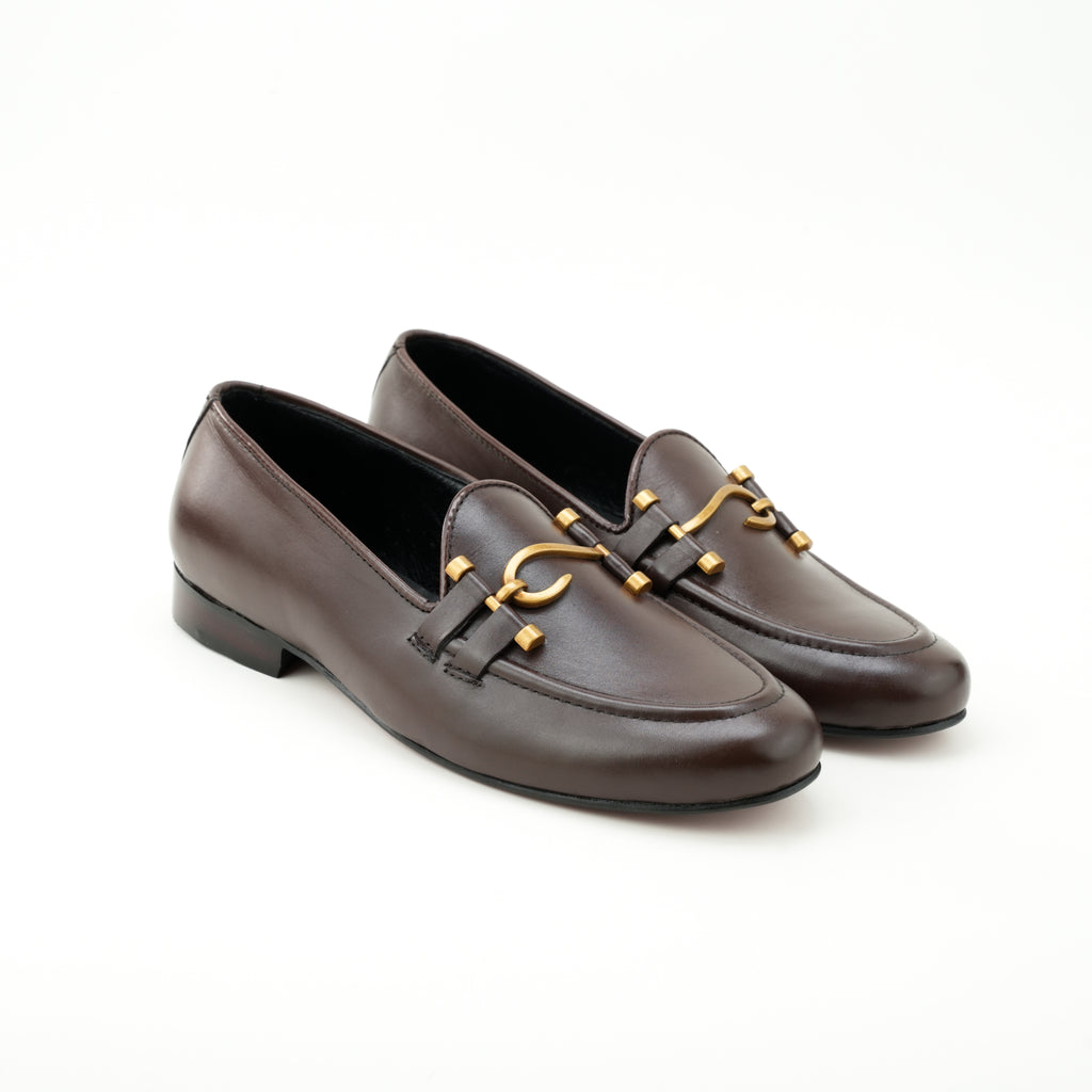 Brown Analeen leather Huk bukle's Moccasin Semi Formal Humayun Alamgir