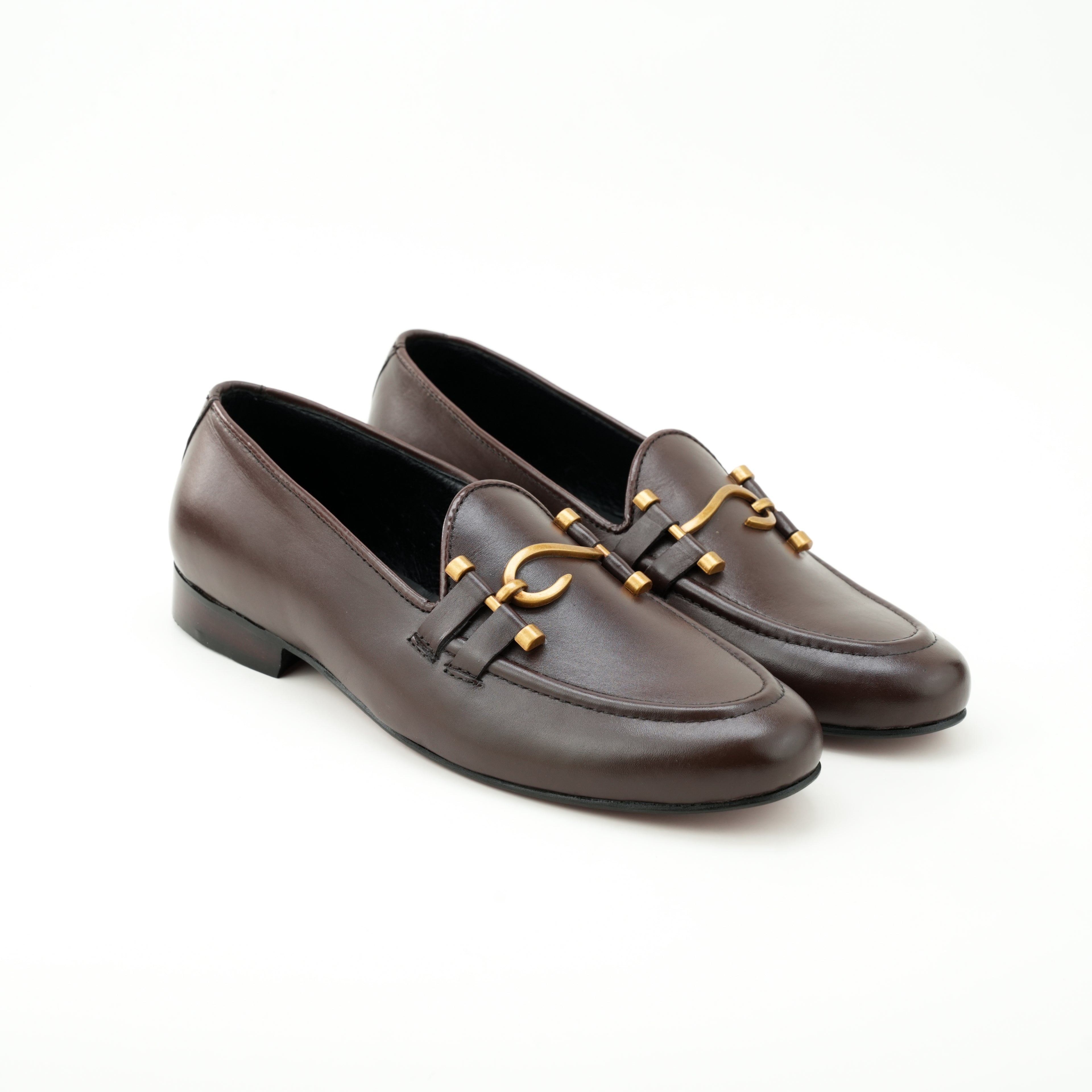 Brown Analeen leather Huk bukle's Moccasin Semi Formal Humayun Alamgir