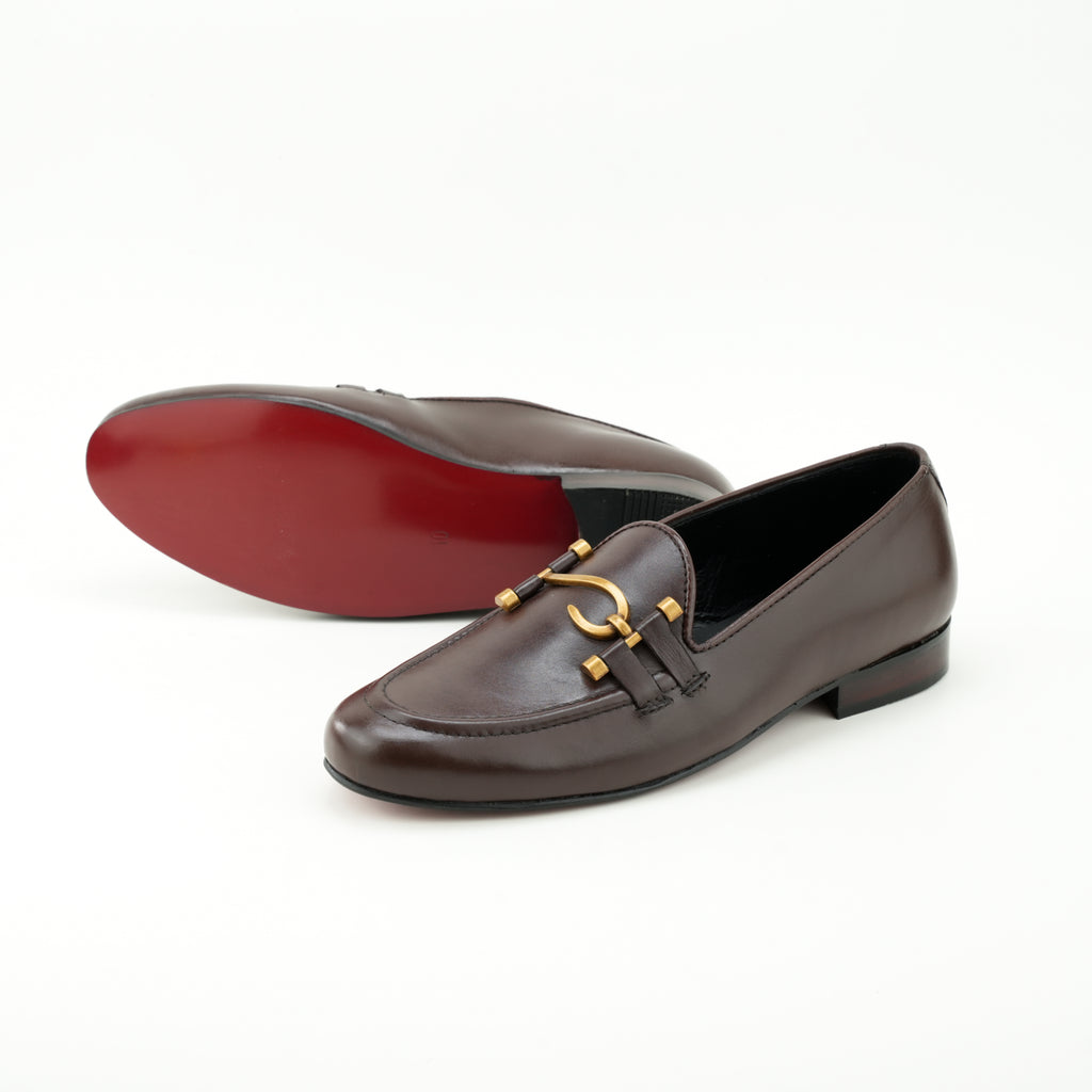 Brown Analeen leather Huk bukle's Moccasin Semi Formal Humayun Alamgir