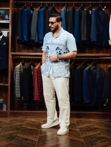 LIGHT BLUE EMBROIDERED SHIRT Humayun Alamgir