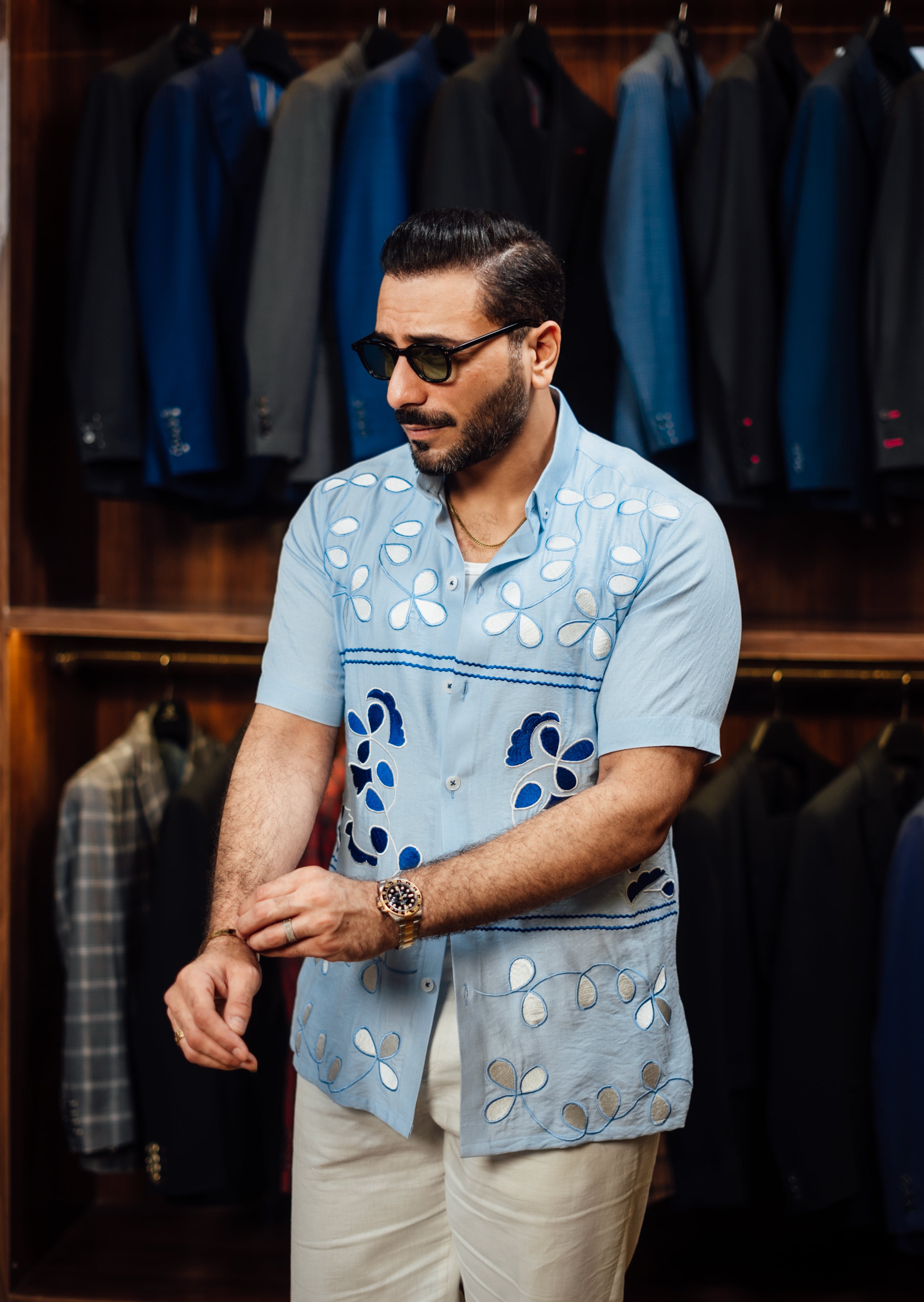 LIGHT BLUE EMBROIDERED SHIRT Humayun Alamgir