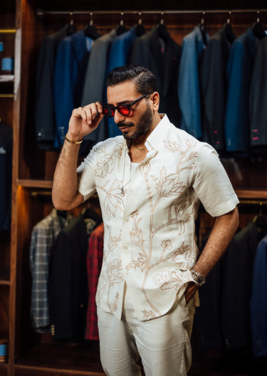 WHITE FLORAL EMBROIDERED CO-RD SET Humayun Alamgir