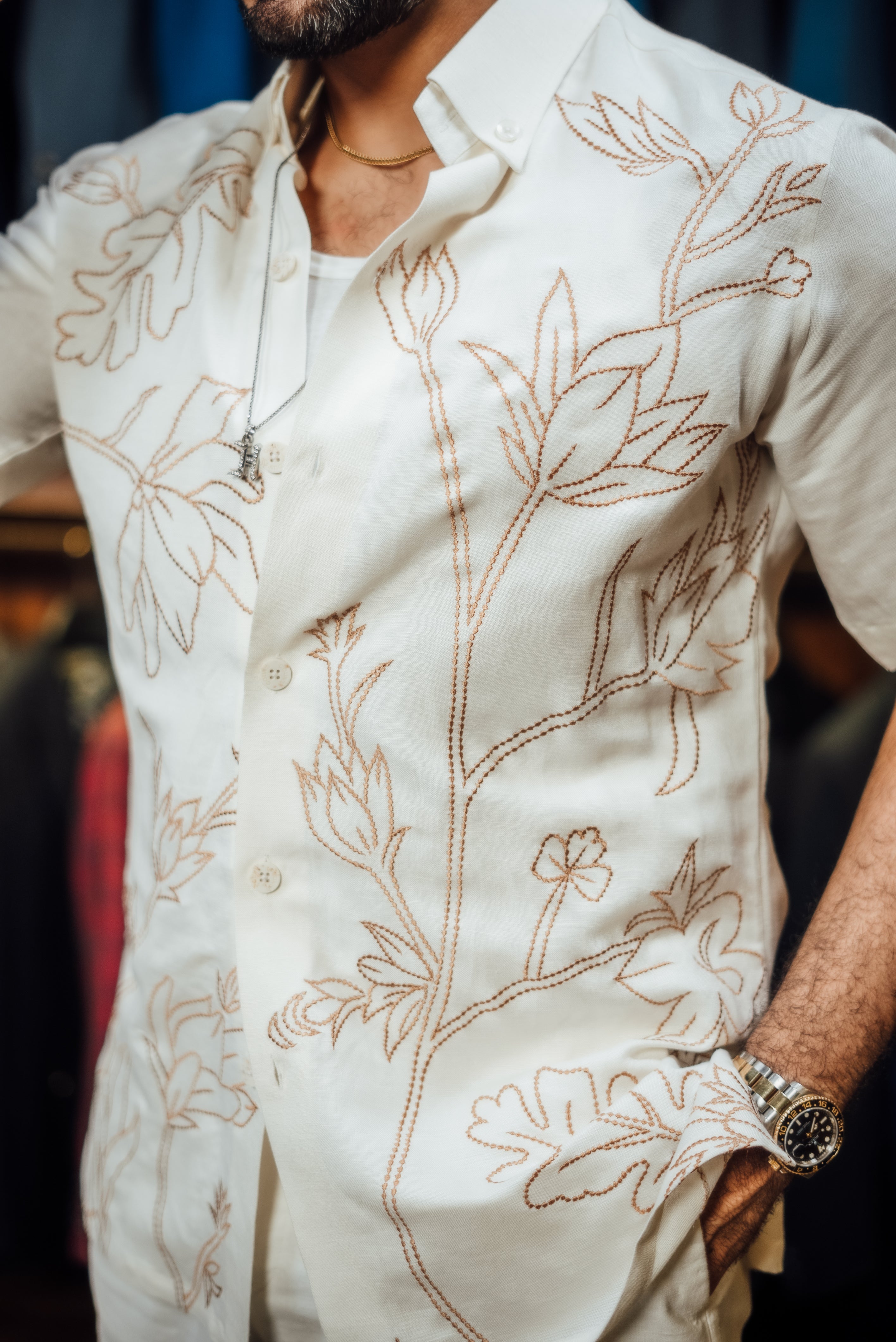 WHITE FLORAL EMBROIDERED CO-RD SET Humayun Alamgir