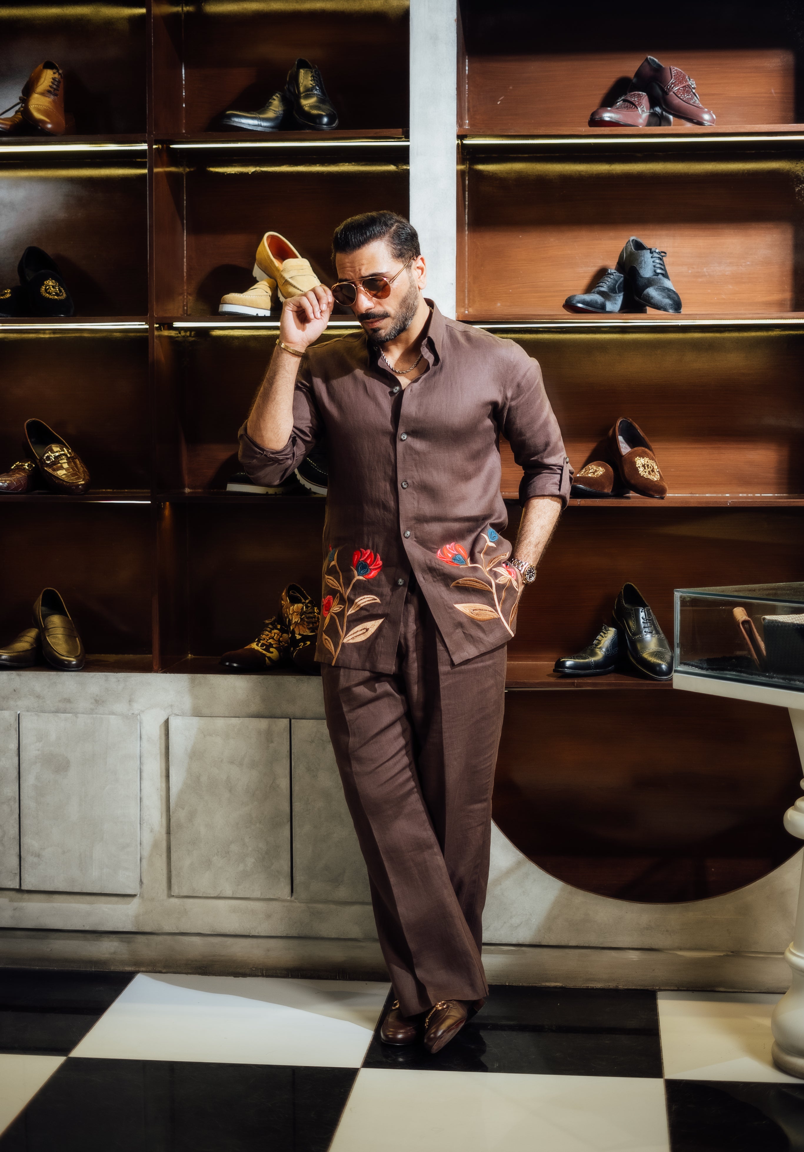 CHOCOLATE EMBROIDERED CO-RD SET Humayun Alamgir