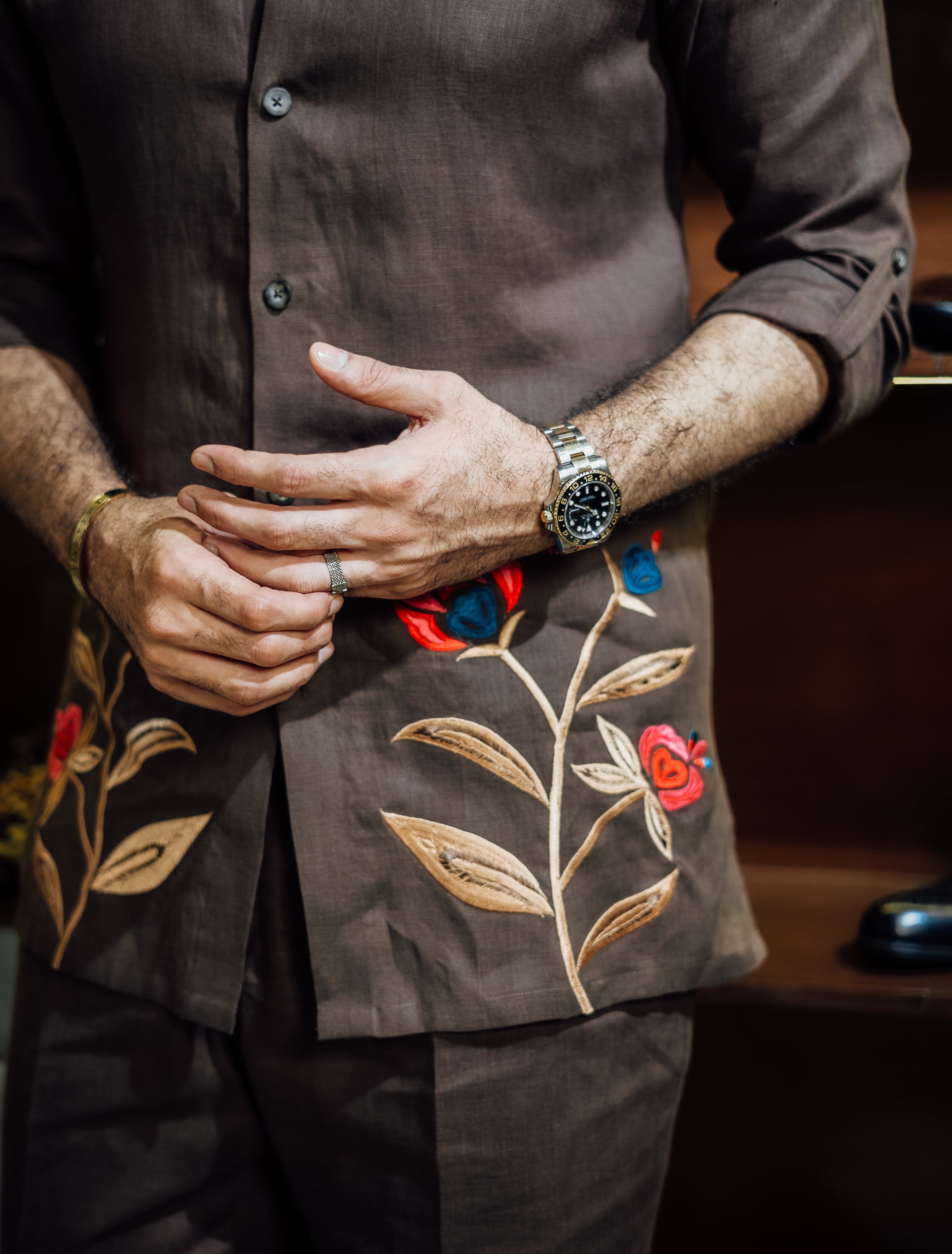 CHOCOLATE EMBROIDERED CO-RD SET Humayun Alamgir