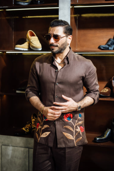 CHOCOLATE EMBROIDERED CO-RD SET Humayun Alamgir