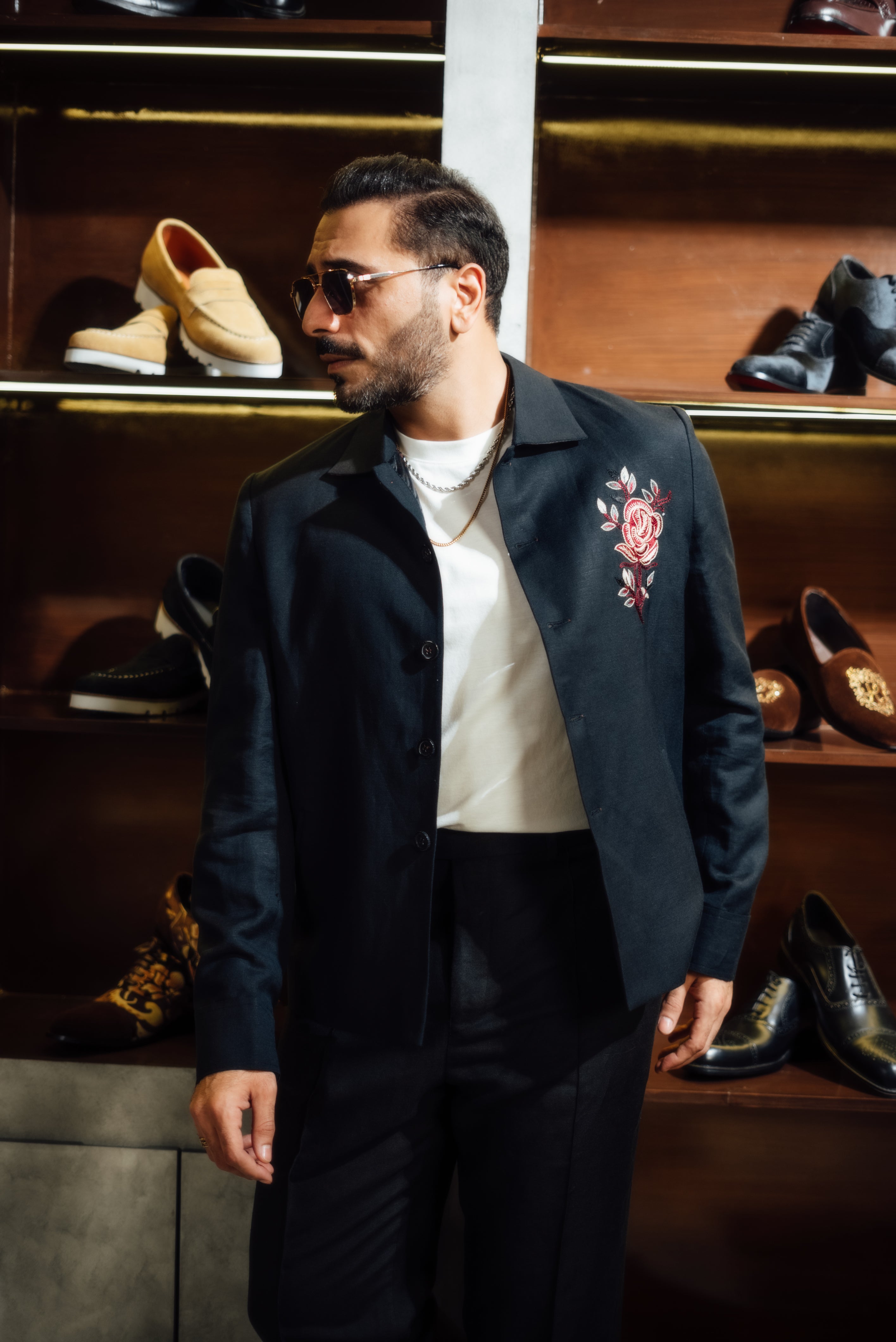 BLACK FLORAL EMBROIDERED CO-RD SET Casual Humayun Alamgir