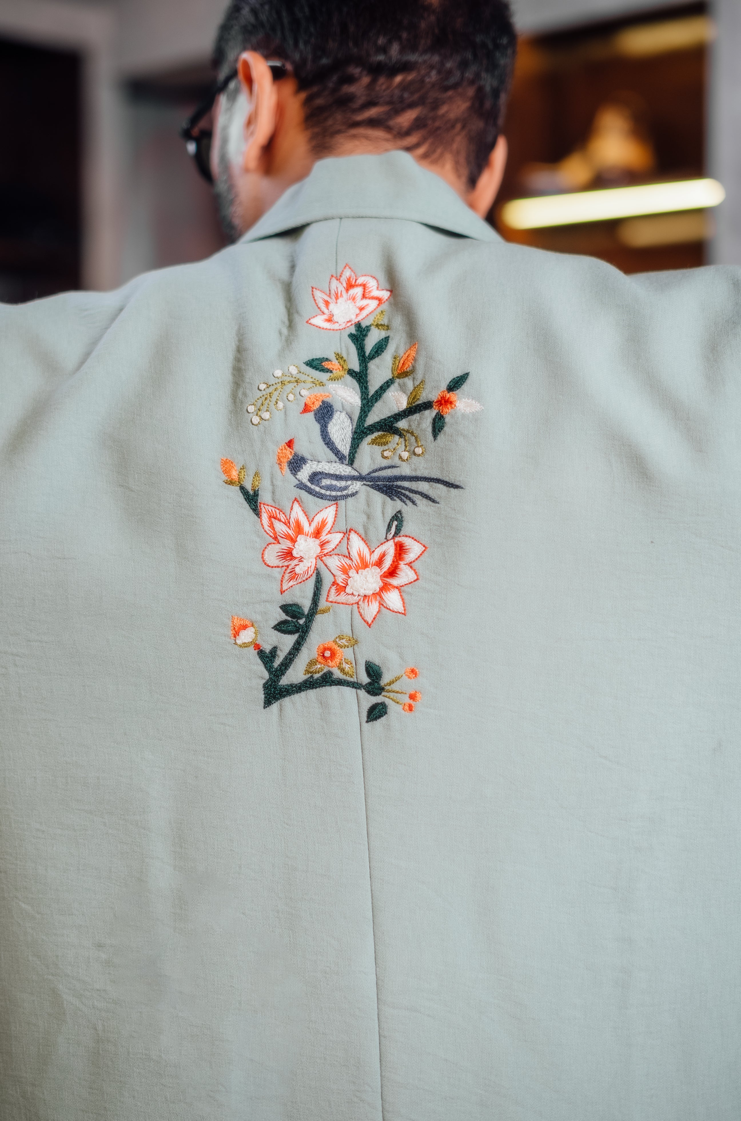 SAGE GREEN FLORAL EMBROIDERED CO-RD SET Casual Humayun Alamgir