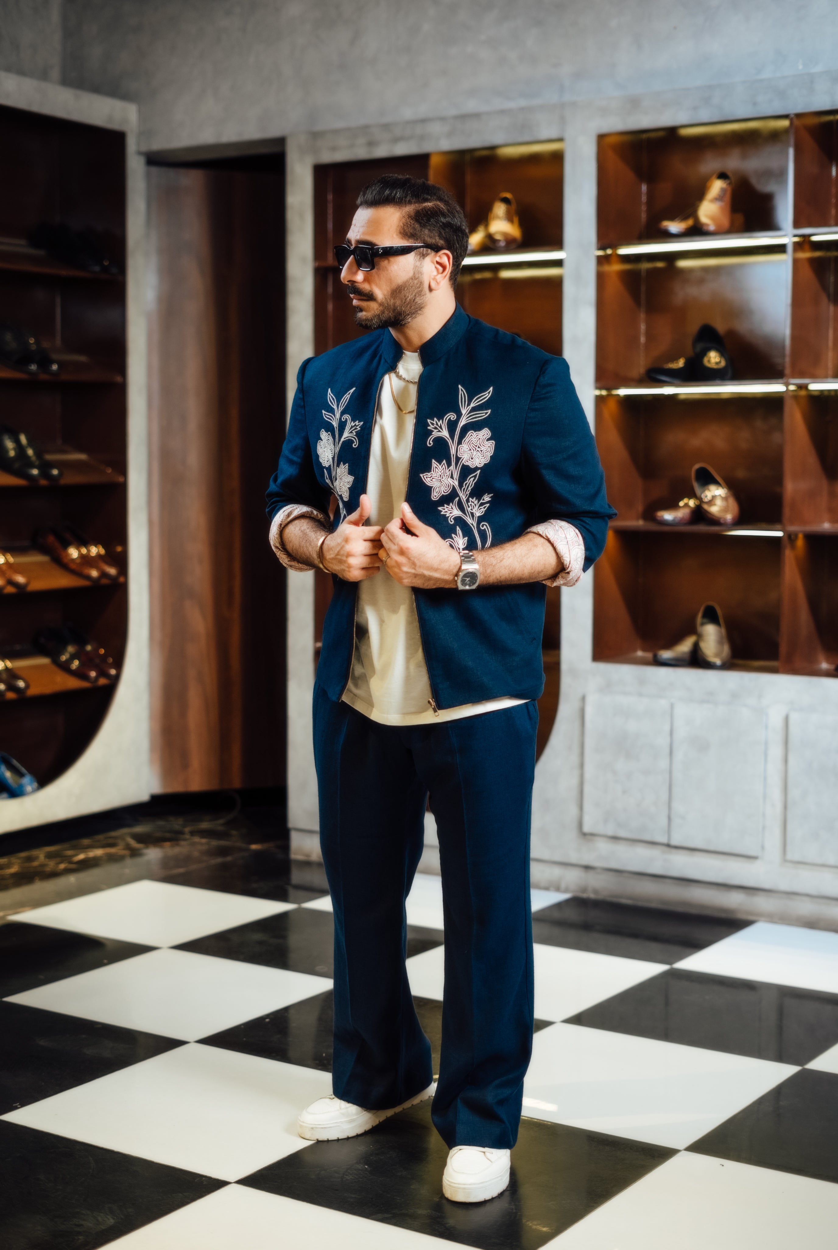 NAVY BLUE EMBROIDERED CO-RD SET Casual Humayun Alamgir