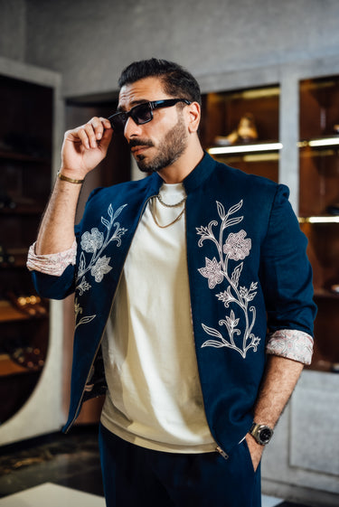 NAVY BLUE EMBROIDERED CO-RD SET Casual Humayun Alamgir