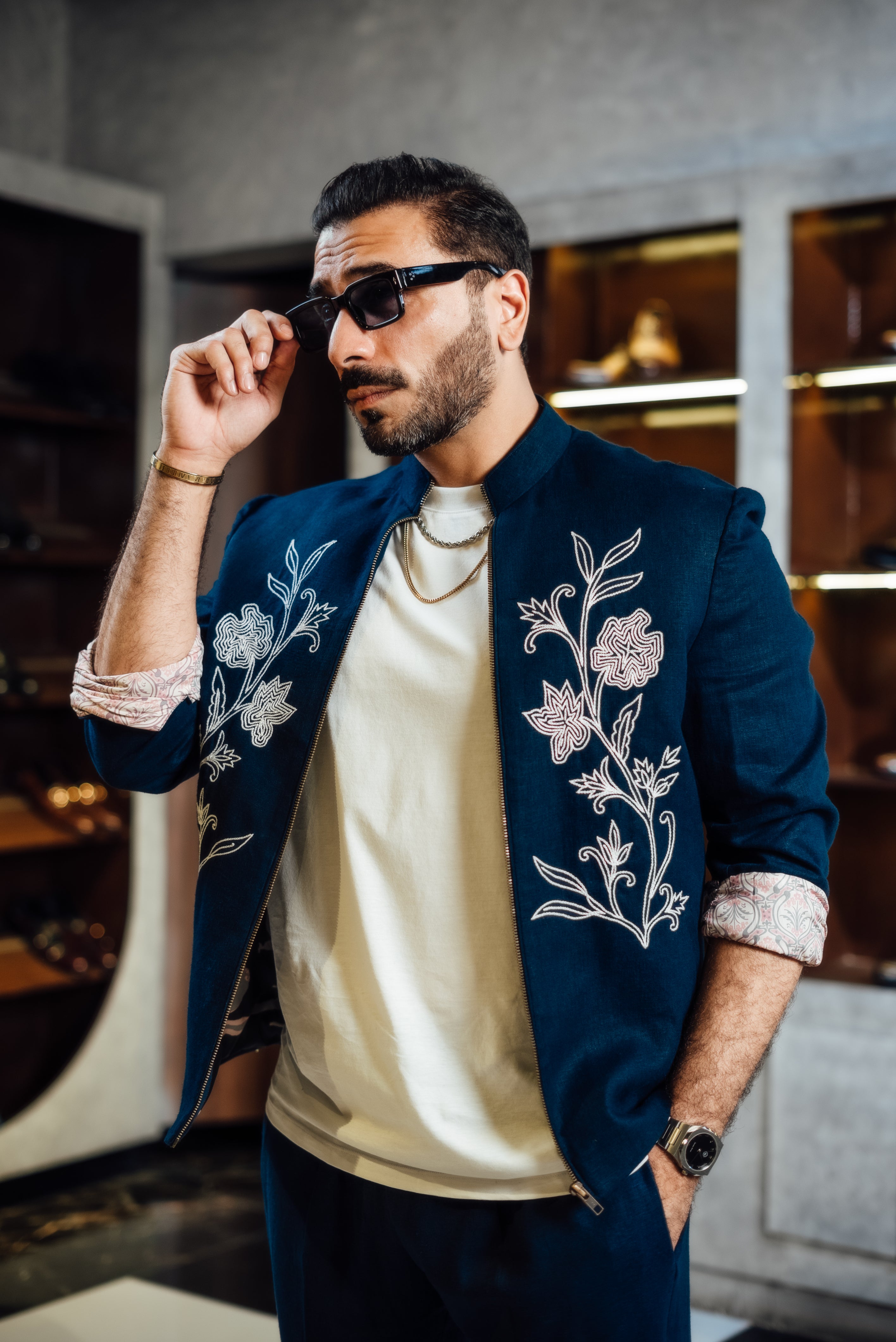 NAVY BLUE EMBROIDERED CO-RD SET Casual Humayun Alamgir