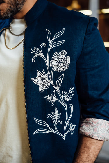 NAVY BLUE EMBROIDERED CO-RD SET Casual Humayun Alamgir