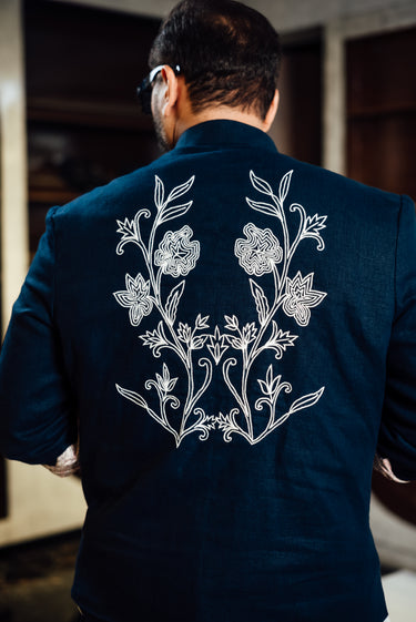 NAVY BLUE EMBROIDERED CO-RD SET Casual Humayun Alamgir