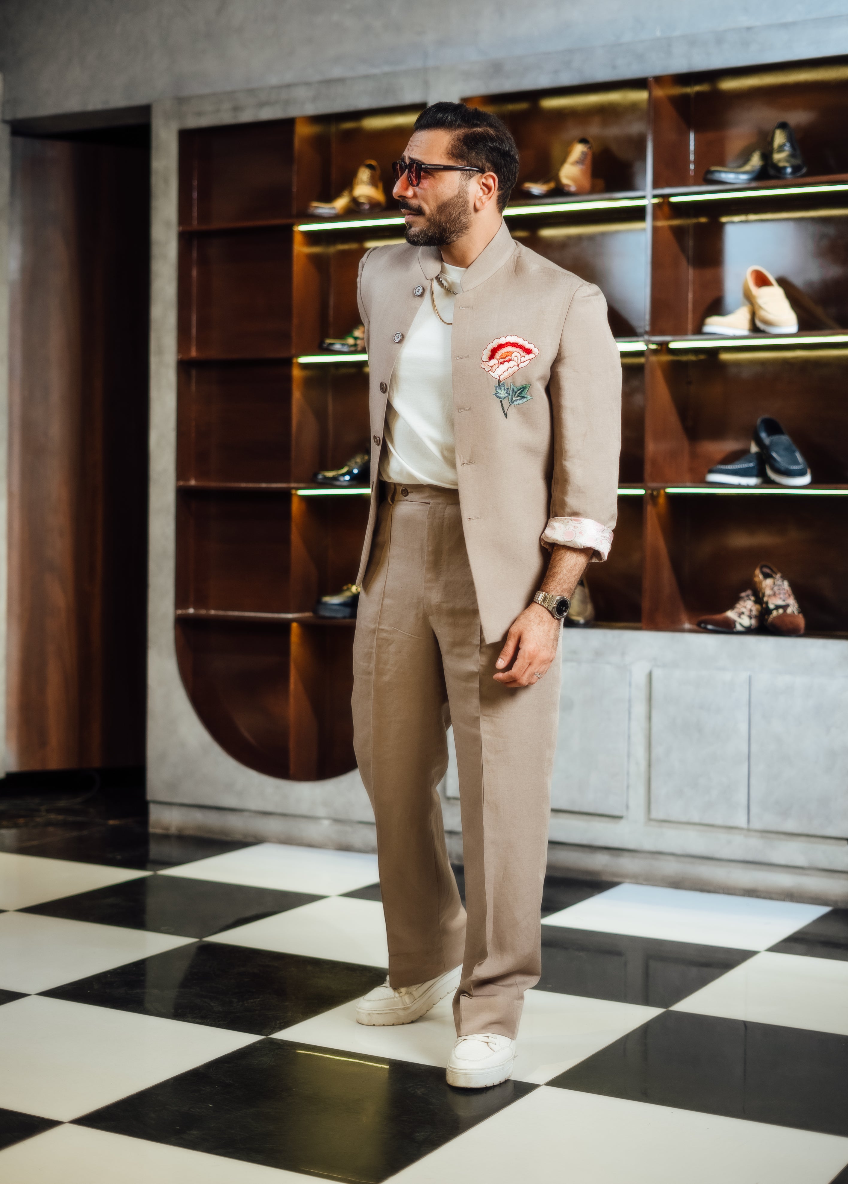 BEIGE EMBROIDERED CO-RD SET Causal Humayun Alamgir