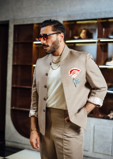 BEIGE EMBROIDERED CO-RD SET Causal Humayun Alamgir