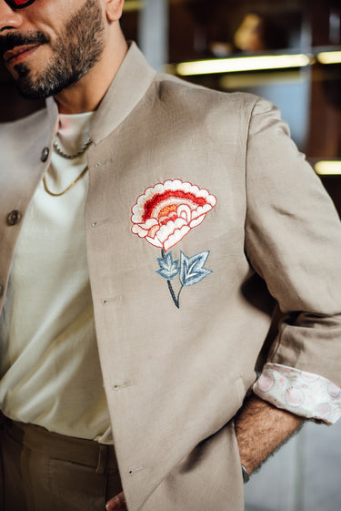 BEIGE EMBROIDERED CO-RD SET Causal Humayun Alamgir