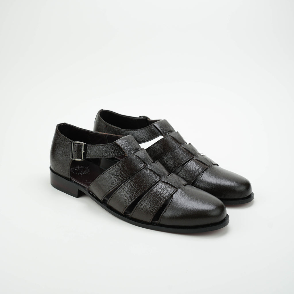 Dark Brown Roman Strap Sandal SLIDES-SLIPONS humayaunalamgir