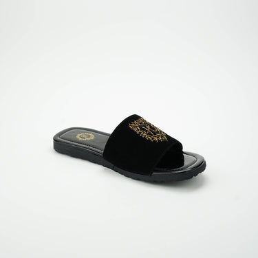 Black Velvet H Motif Slide SLIDES-SLIPONS humayaunalamgir