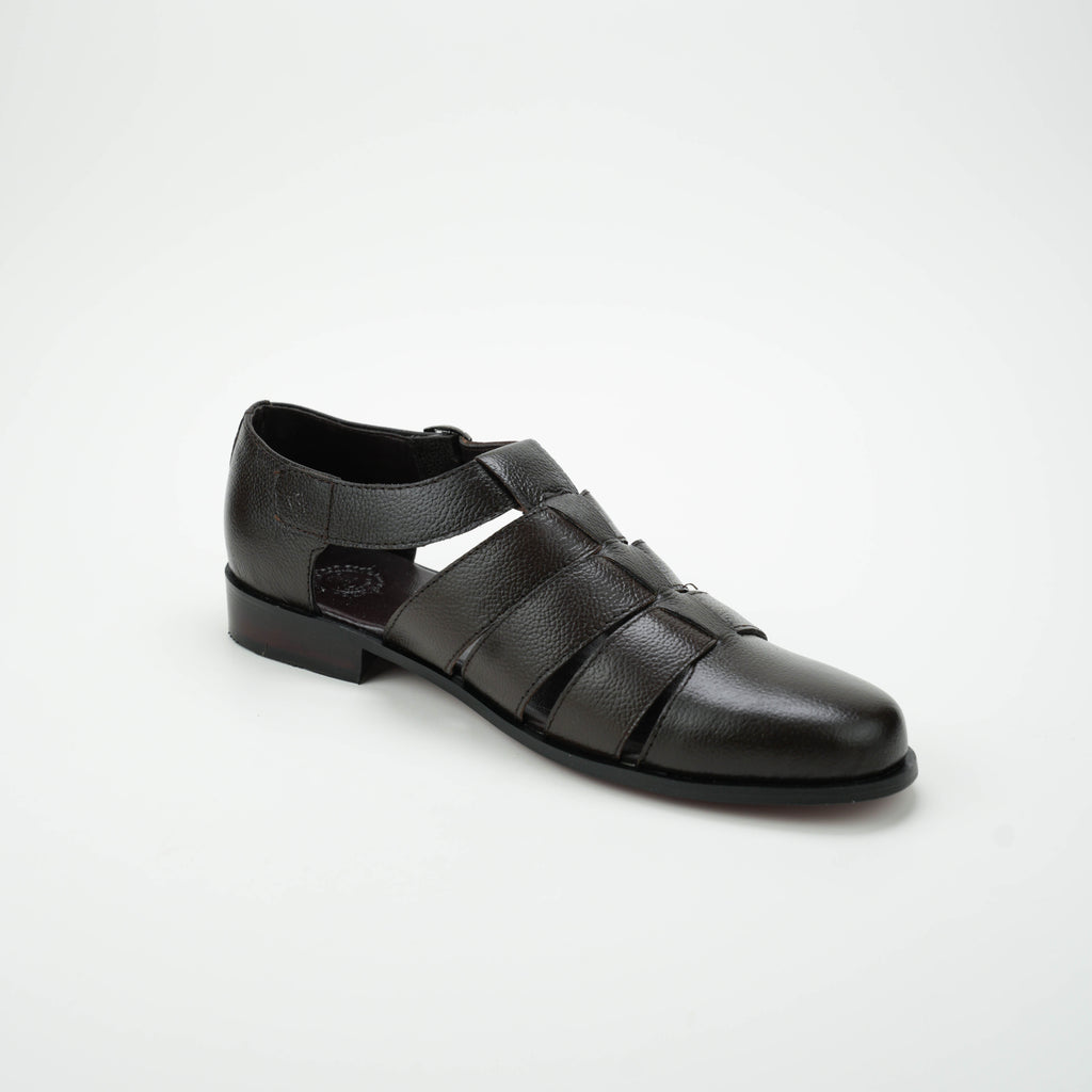 Dark Brown Roman Strap Sandal SLIDES-SLIPONS humayaunalamgir