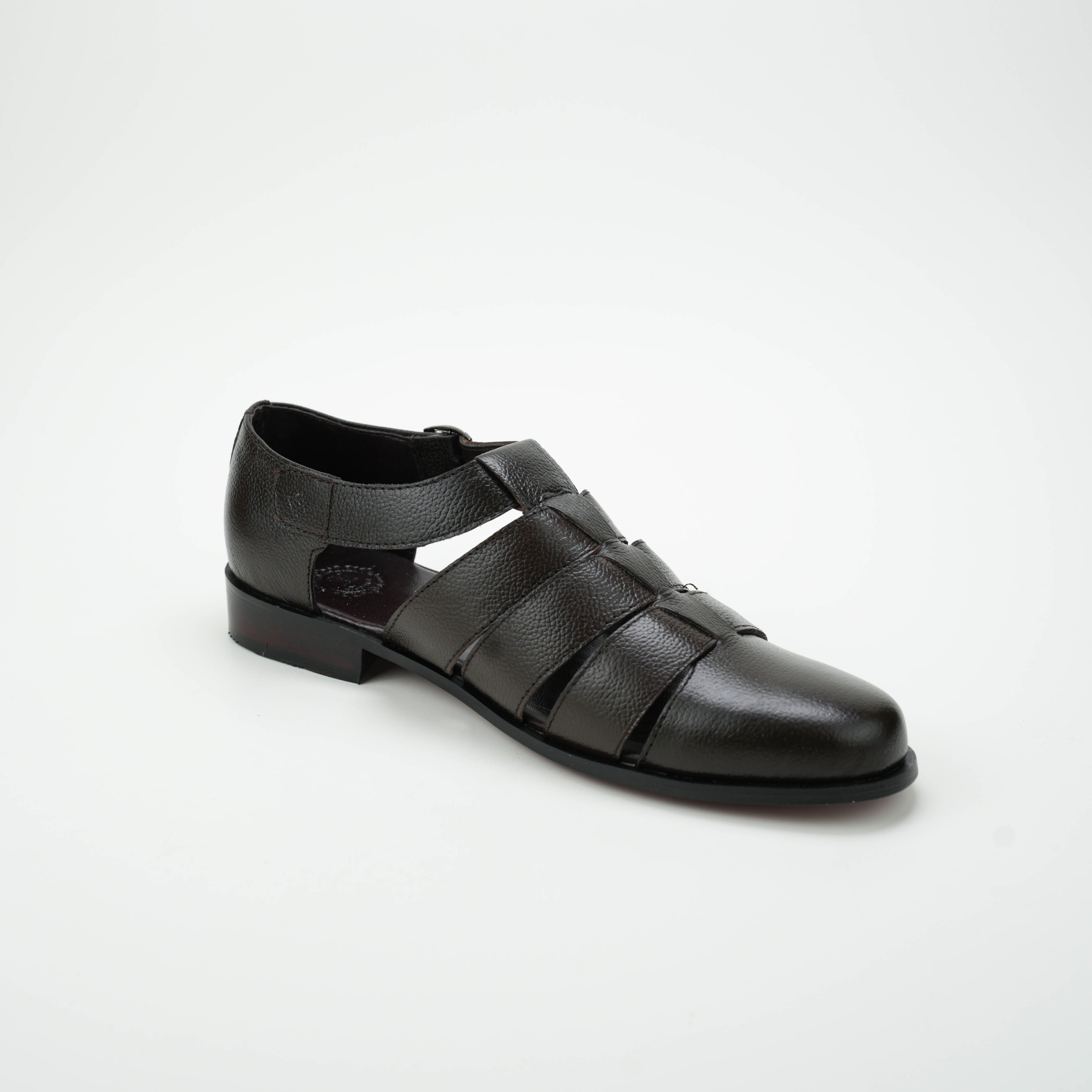 Dark Brown Roman Strap Sandal SLIDES-SLIPONS humayaunalamgir