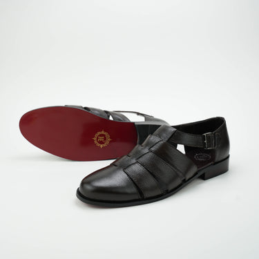 Dark Brown Roman Strap Sandal SLIDES-SLIPONS humayaunalamgir
