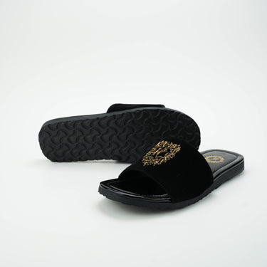 Black Velvet H Motif Slide SLIDES-SLIPONS humayaunalamgir