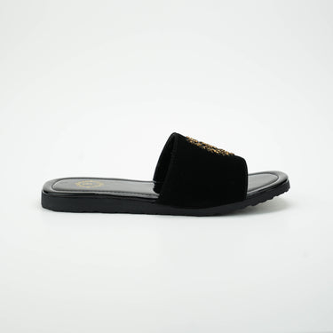 Black Velvet H Motif Slide SLIDES-SLIPONS humayaunalamgir