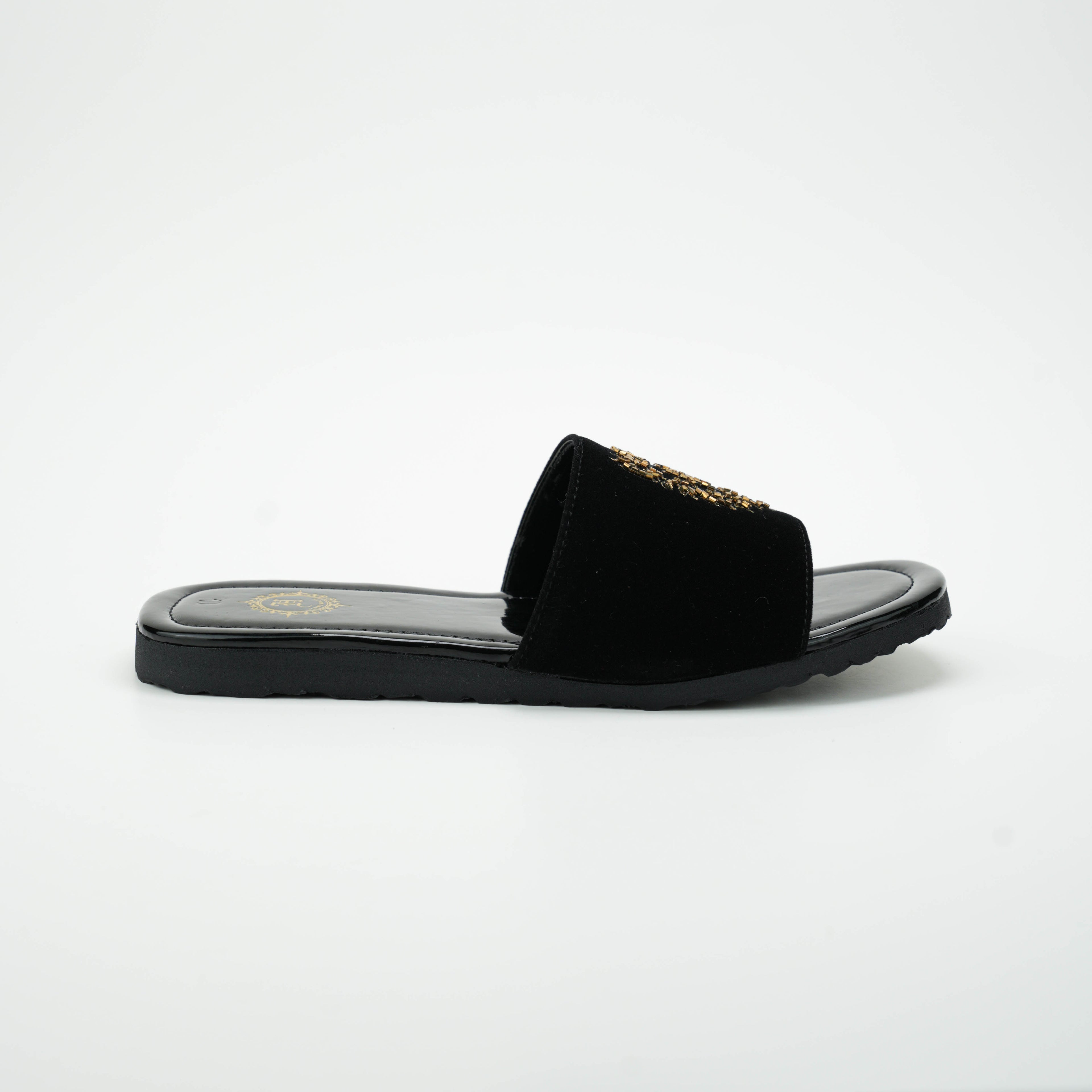 Black Velvet H Motif Slide SLIDES-SLIPONS humayaunalamgir