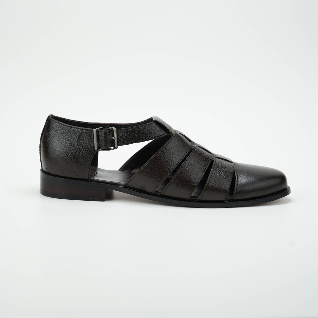Dark Brown Roman Strap Sandal SLIDES-SLIPONS humayaunalamgir