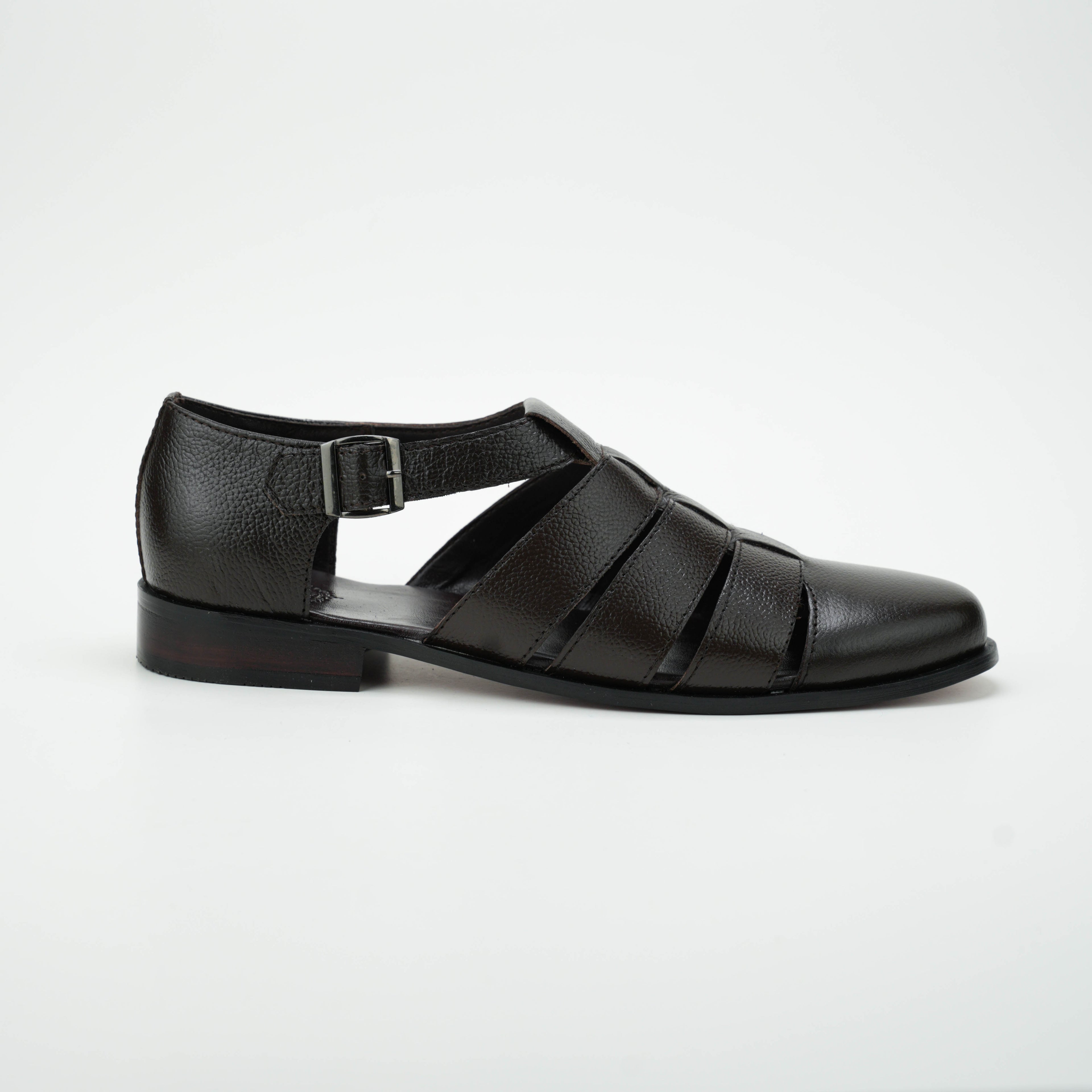 Dark Brown Roman Strap Sandal SLIDES-SLIPONS humayaunalamgir