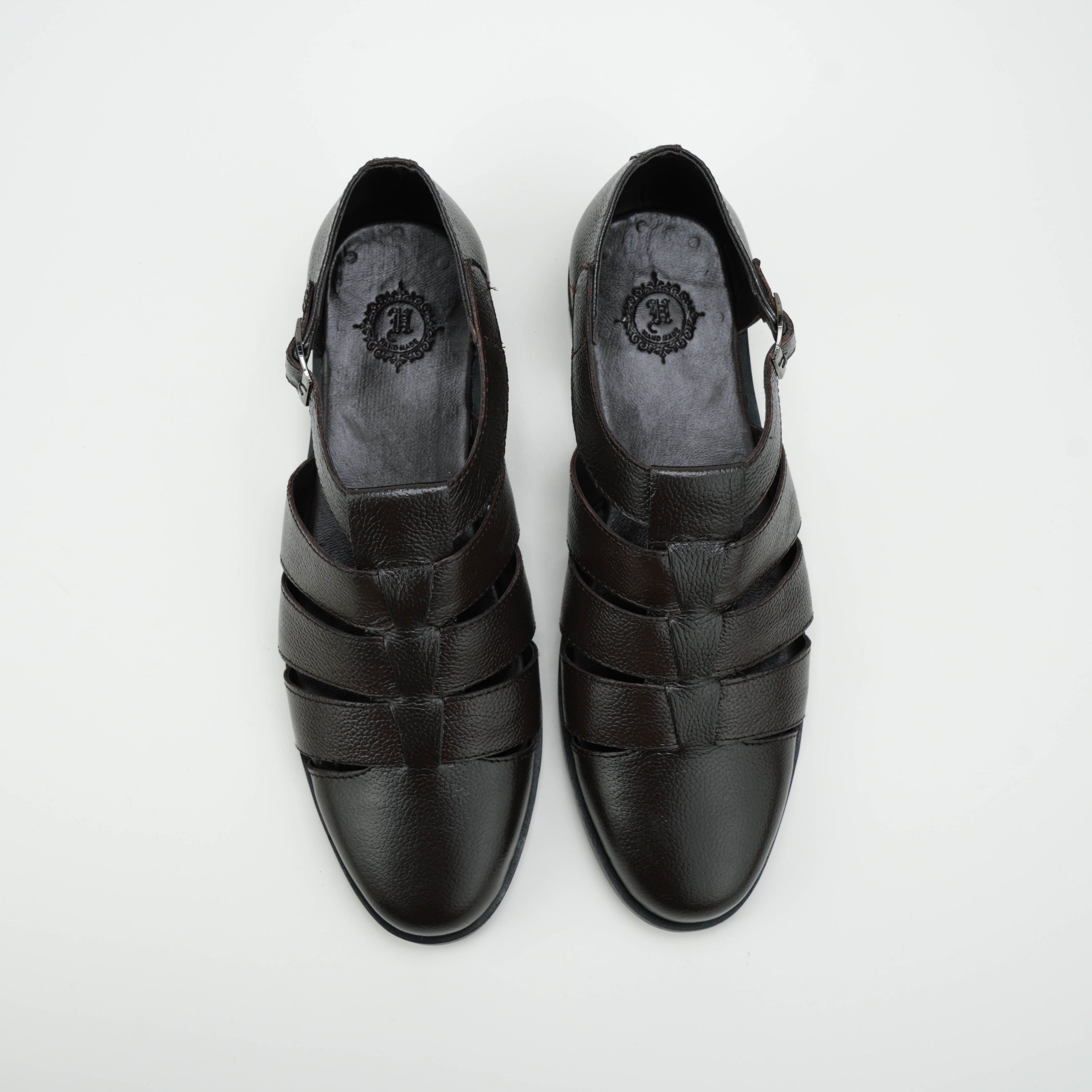 Dark Brown Roman Strap Sandal SLIDES-SLIPONS humayaunalamgir