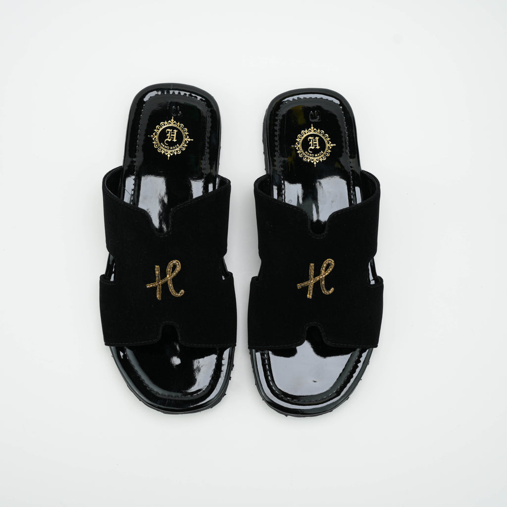 Black Velvet H logo Slide SLIDES-SLIPONS humayaunalamgir