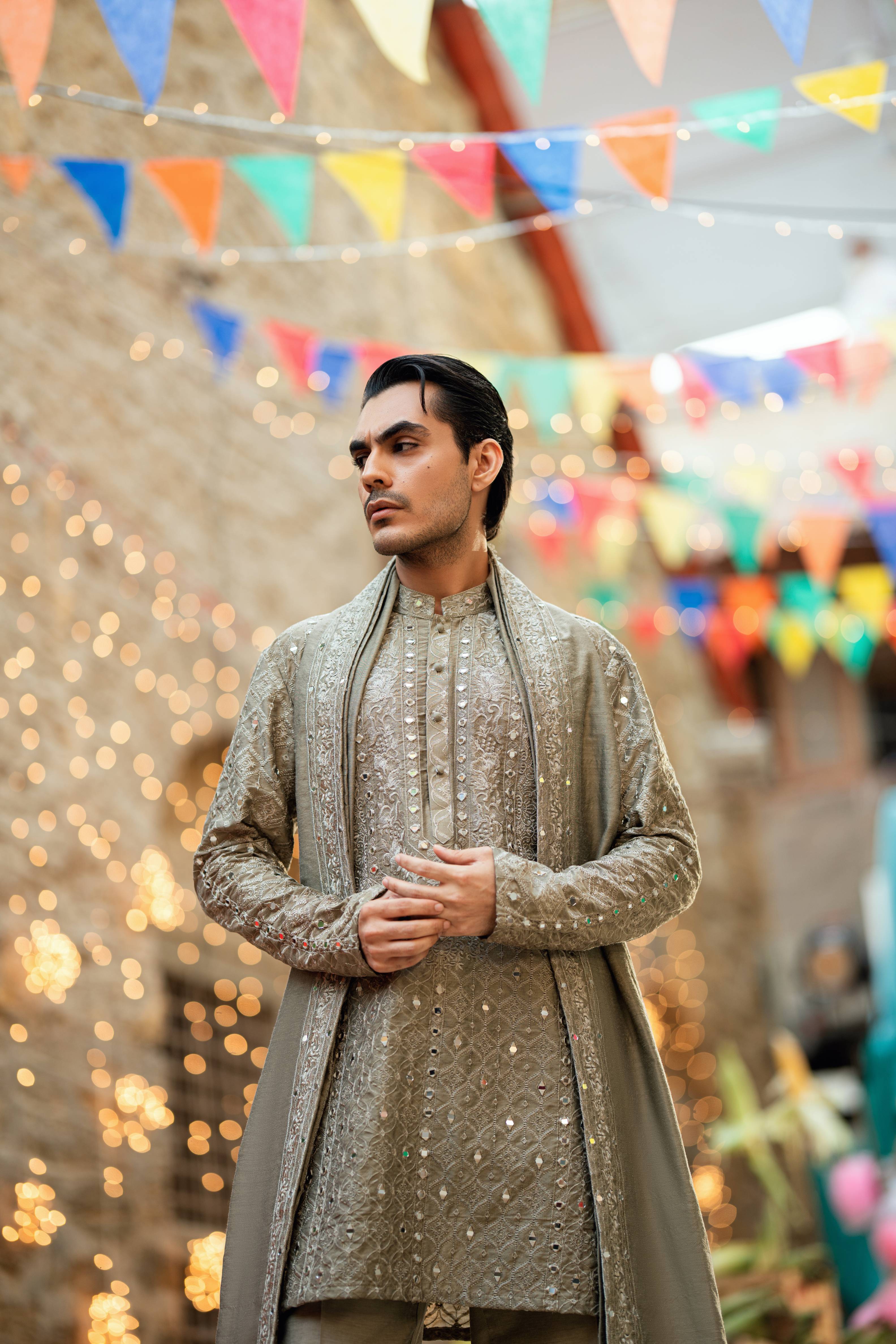 Sheesh - Posh CHAMPAGNE Kurta Pajama Humayunalamgir