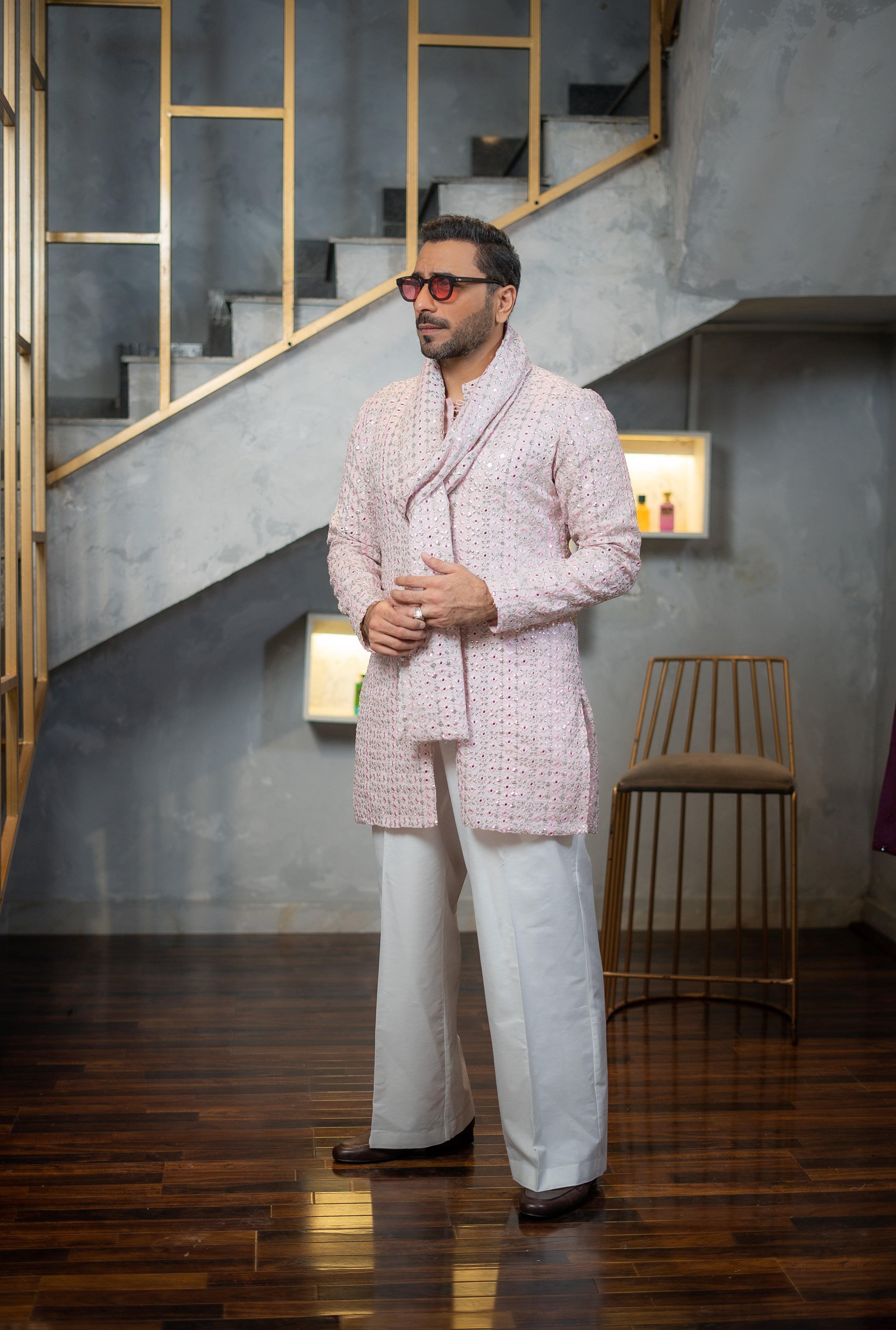AMEER – LIGHT PINK KURTA PAJAMA Humayunalamgir