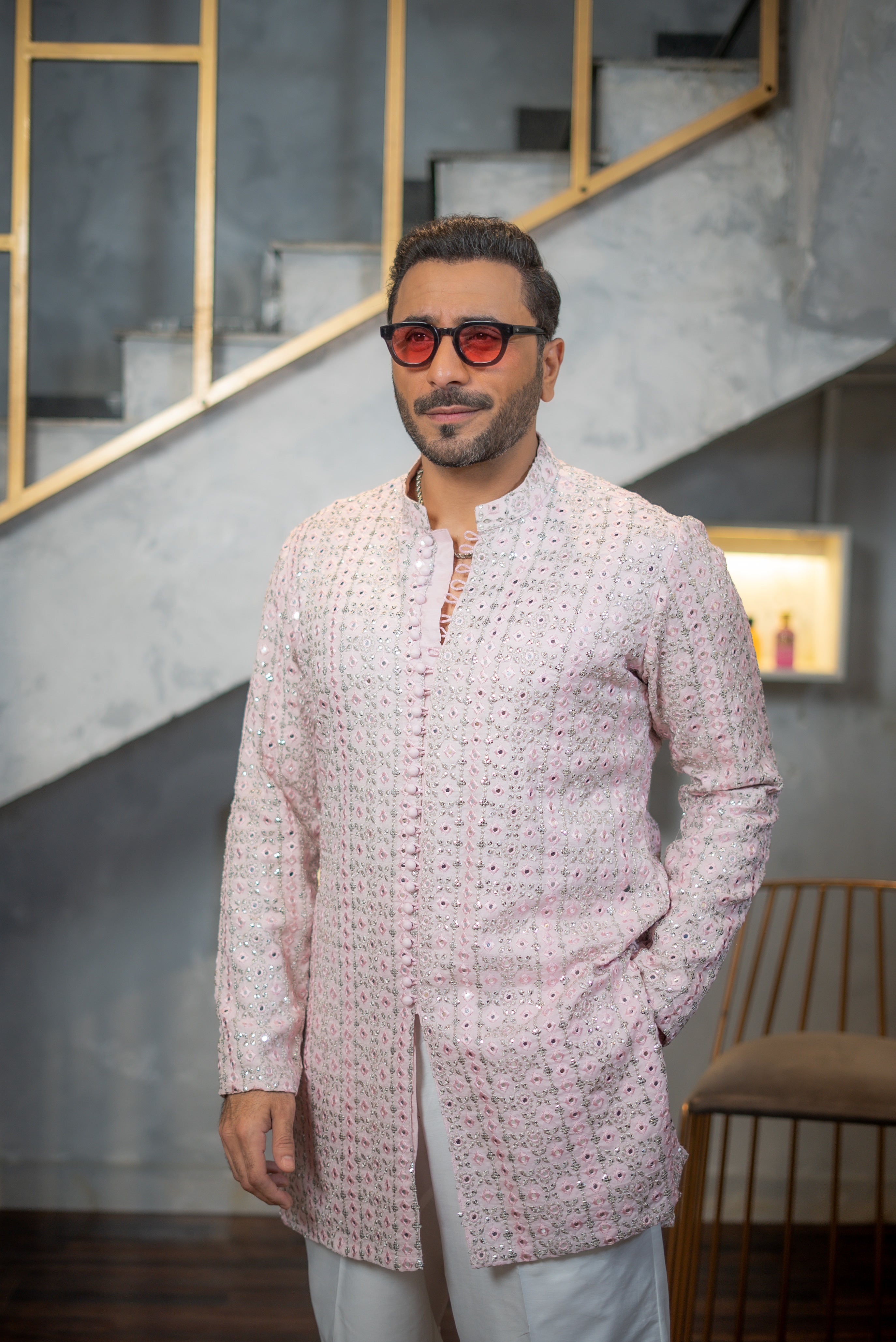 AMEER – LIGHT PINK KURTA PAJAMA Humayunalamgir