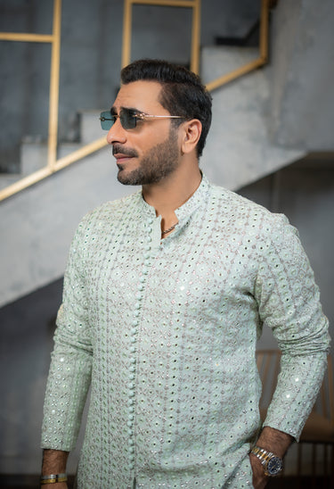 AMEER – MINT GREEN KURTA PAJAMA